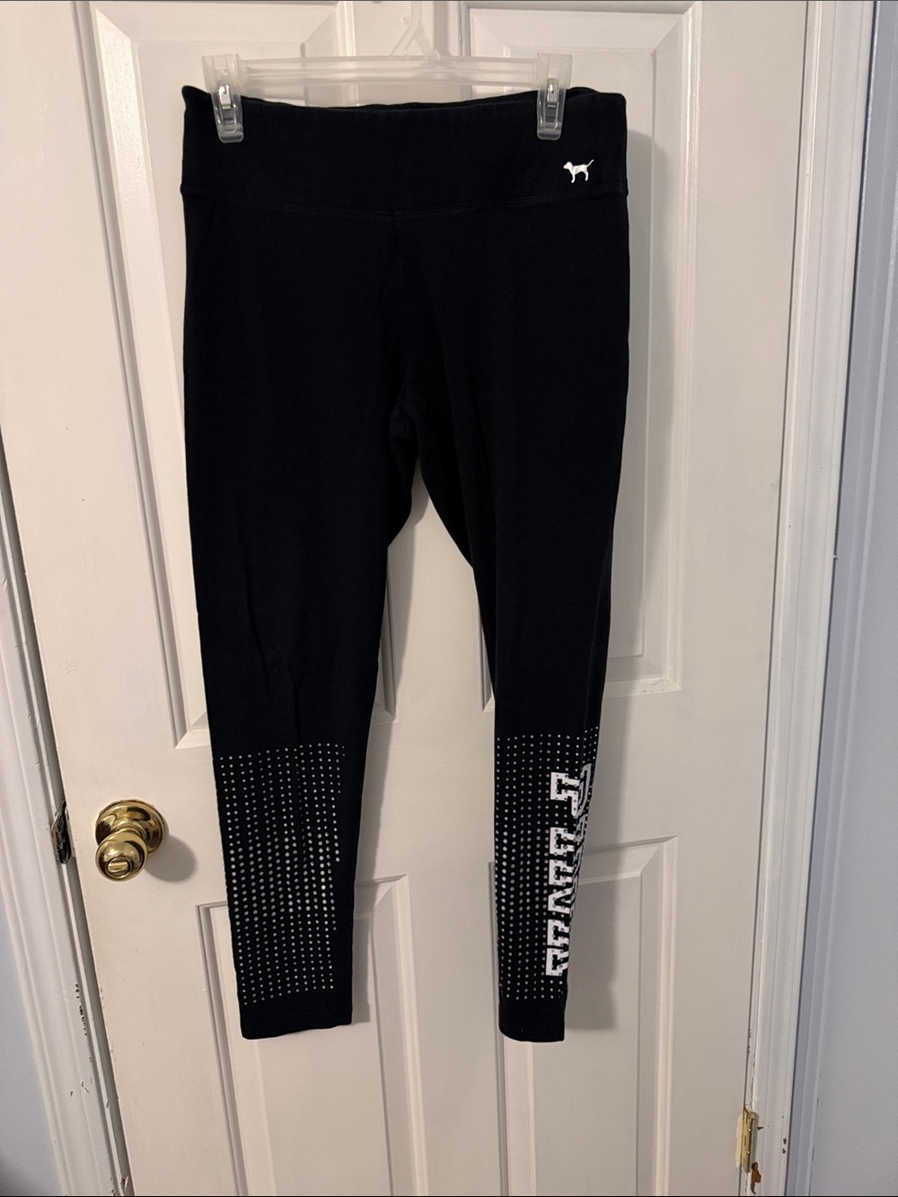 PINK Victoria's Secret Black Leggings with Studded Lower Legs